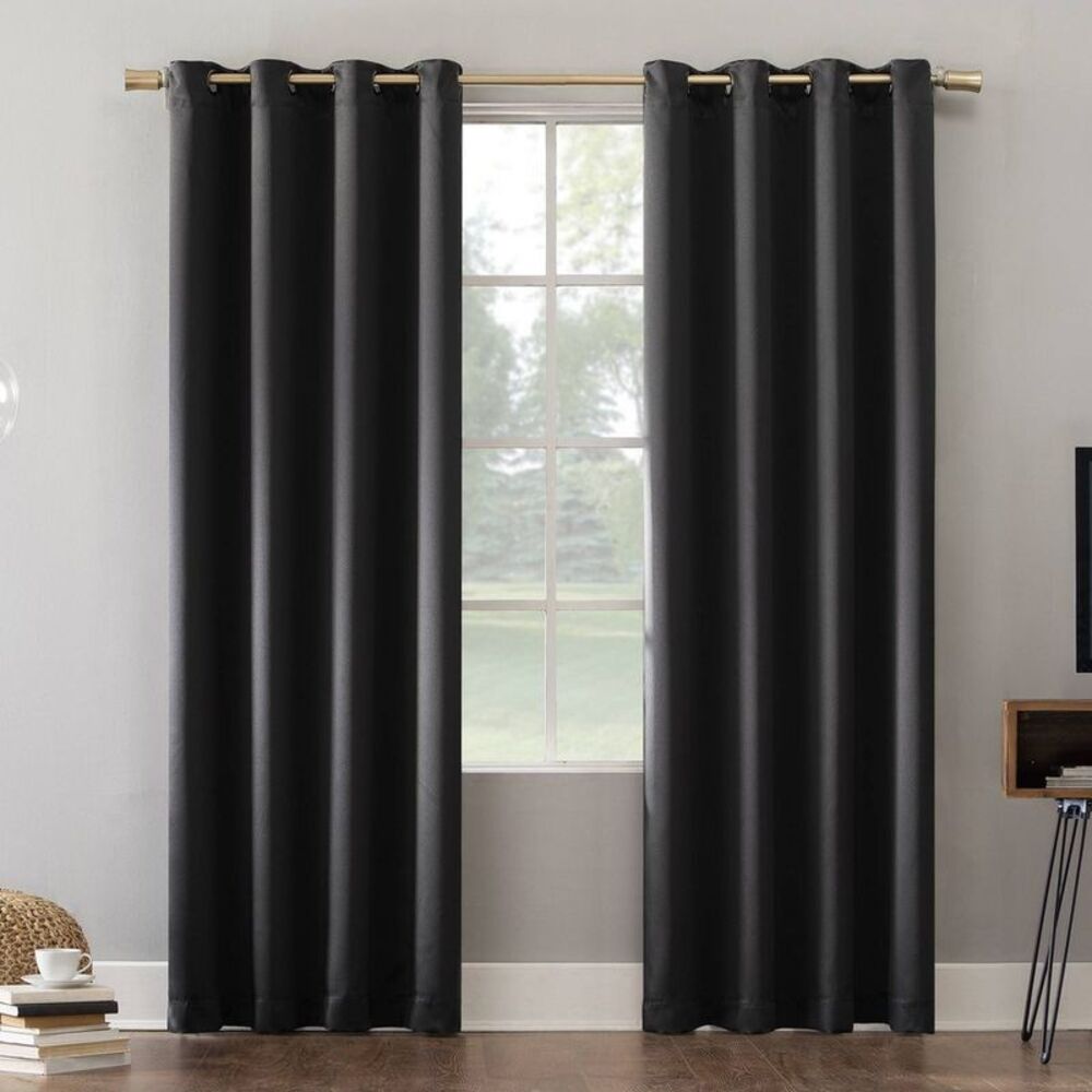 52"x108" 100% Blackout Oslo Theater Grade Grommet Curtain Panel Coal Gray